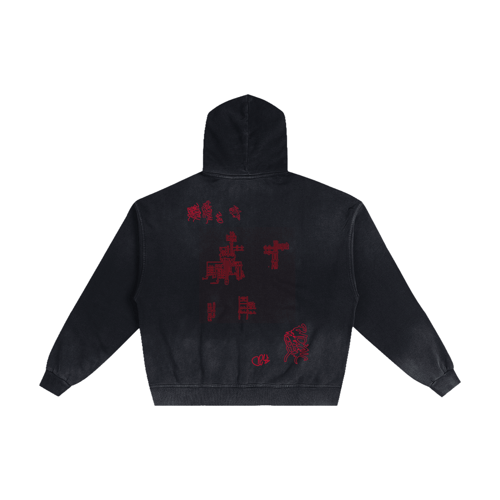 Radical | Red Gothic Print | Zip Hoodie - RADICAL REBEL